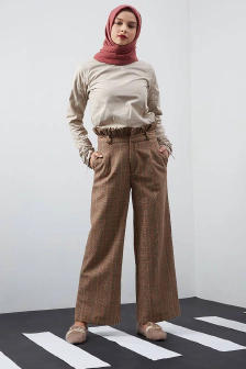 Lacy Scrunch Up Detail Top Light Brown