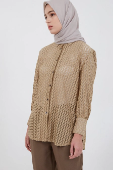 Natasha Lace Shirt Brown