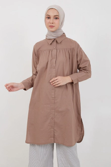 Sephia Felix Slit Shirt Brown