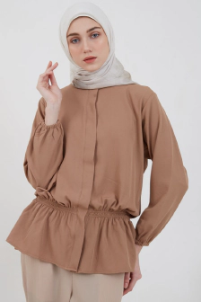 Sephia Ife Peplum Blouse Mocca