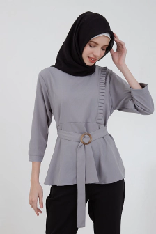 Sephia Melia Pleated Blouse Grey